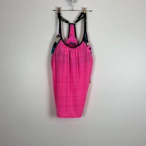 Zeroxposur Sun Smart Ruched 2 in 1 pink rose razor back swim tank top Size XXL